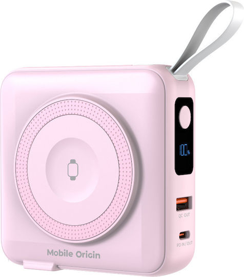 Mobile Origin PBT-03L-PNK MagSafe Power Bank 10000mAh 20W with USB-A Port and USB-C Port Power Delivery Pink