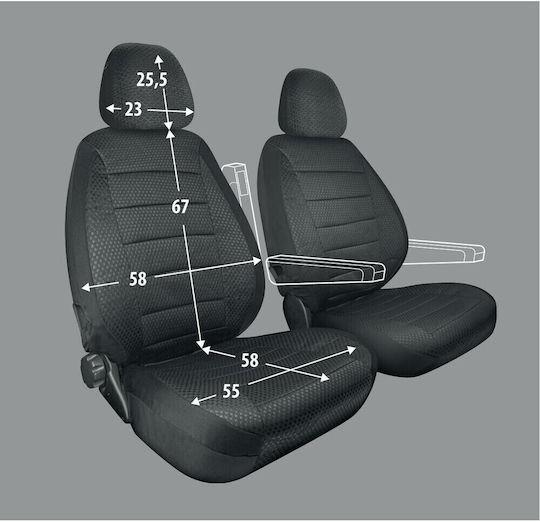 Travel Easy Fit Universal Camper Car Seat Covers 2 Pieces Black