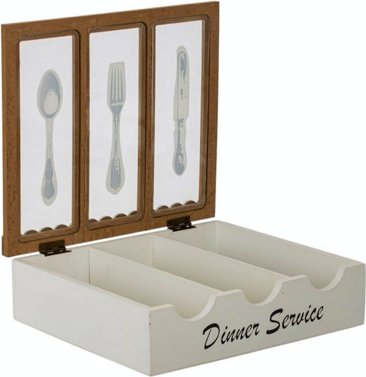 Uncle George General Use Box with Lid Wooden White 23x7x26cm 1 Piece