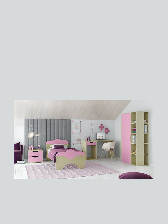 Παιδικό Κρεβάτι Μονό Ροζ για Στρώμα 90x190cm