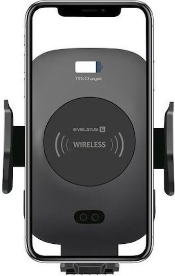Evelatus Car Mobile Mount with Adjustable Hooks and Wireless Charging Black