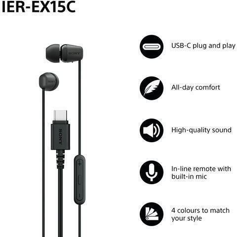 Sony Ier-ex15c In-ear Handsfree Ακουστικά με Βύσμα USB-C Μαύρο