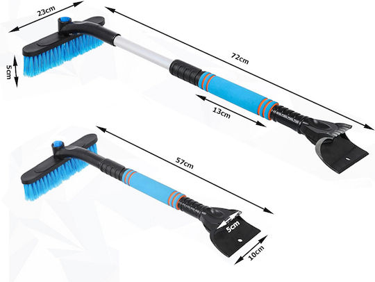 Telescopic Car Scraper Folding Brush 2 in 1 Windows Ice & Snow Adjustable Length 57 to 72 Cm