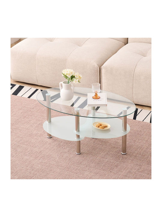 Oval Central Coffee Table Undasta Glass Transparent W90xD55xH43cm