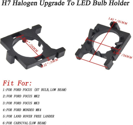 Адаптер H7 LED Headlight Ford Focus 2 Mk2 Mk3 Mondeo Mk4 Land Rover Free Lancer Carnival 2 Броя