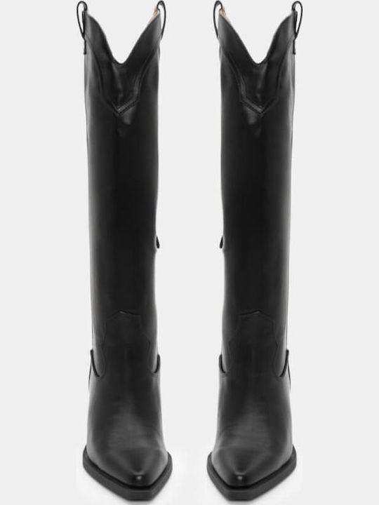 Women's Cowboy Boots with a Medium Heel Black