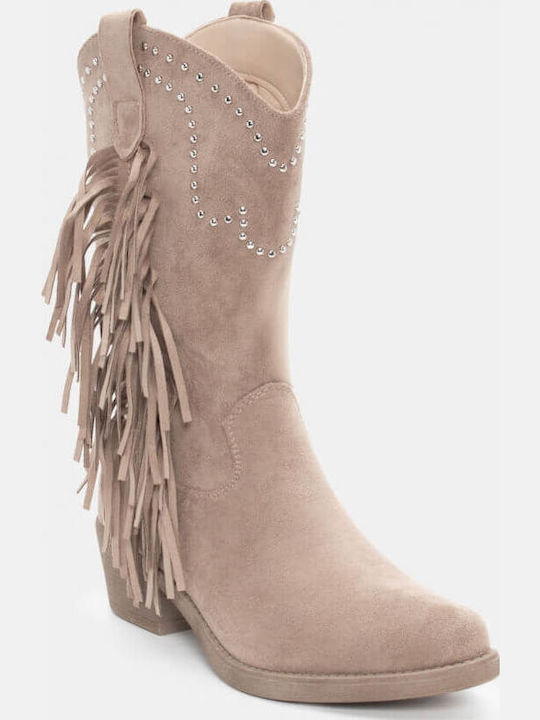 Damen Cowboy-Stiefeletten Beige