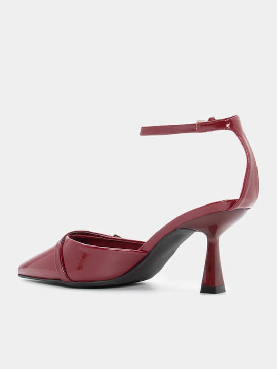 Pointed Toe Burgundy Heels with Strap
