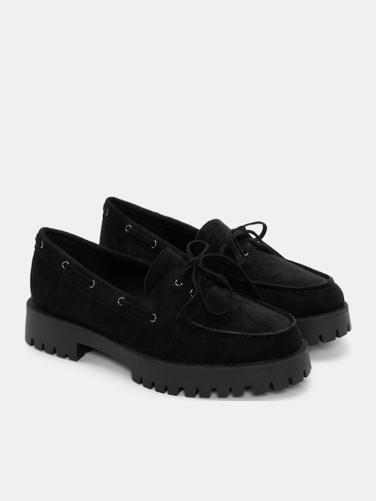 Leather Women's Loafers in Black Color