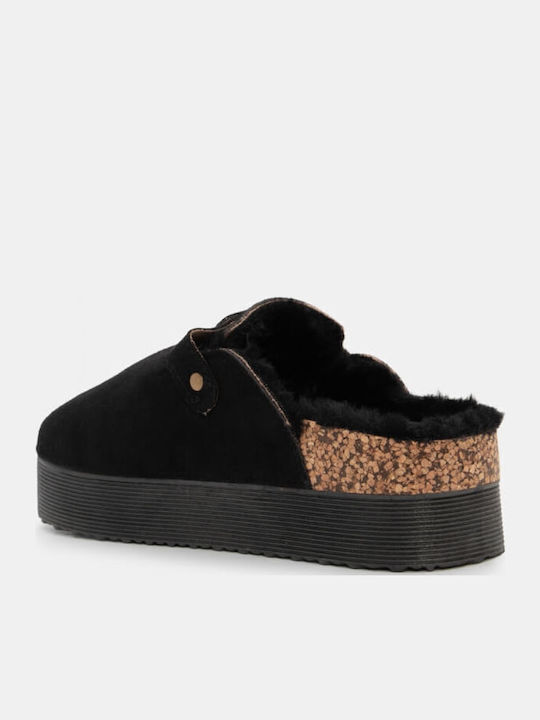 Winter Women's Slippers with Fur Black