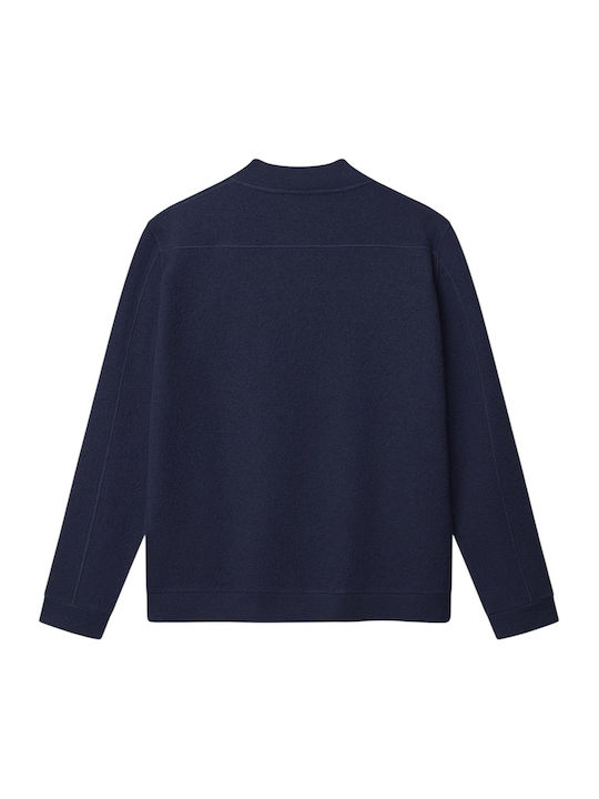 Men's Knitted Blue Fleece Jacket
