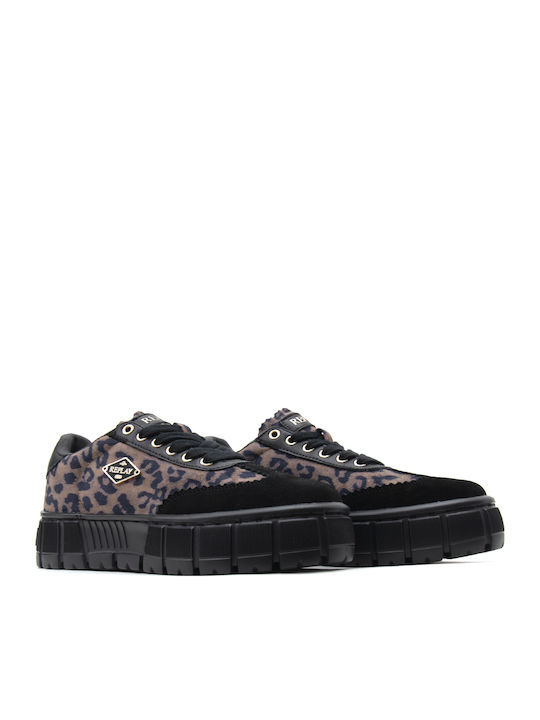 Paulette Wild Damen Flatforms Sneakers Καφέ - Μαύρο