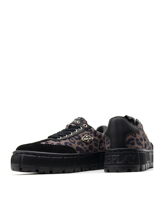 Paulette Wild Damen Flatforms Sneakers Καφέ - Μαύρο