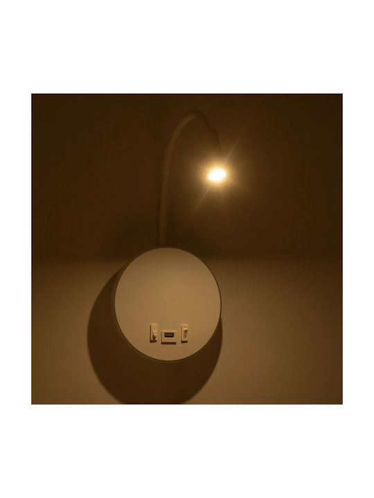 GloboStar Goose Единично LED Топло бяло Спот в Бял Цвят