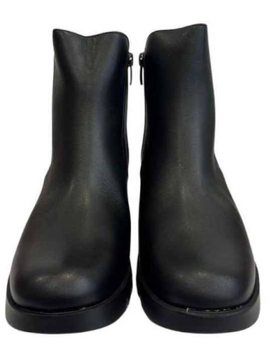 Leder Stiefeletten Damen Schwarz