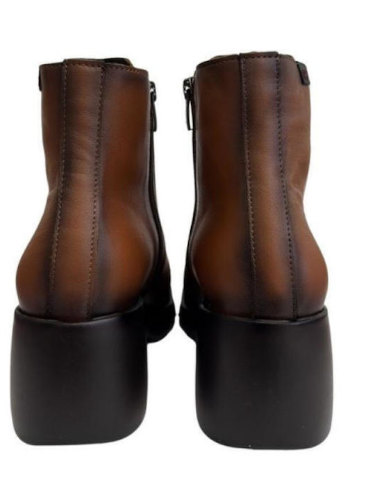 Leather Women's Ankle Boots Tabac Brown