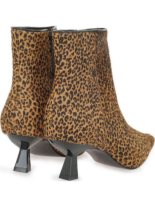 Leder Damen Stiefeletten mit Mittelhohem Absatz Mehrfarbig