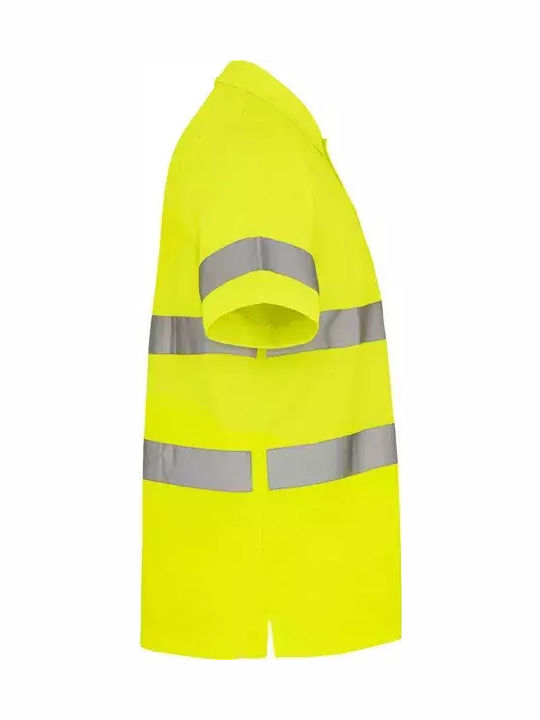Roly Polo Unisex Cu Mâneci Scurte Cu Benzi Reflectorizante Cămăși De Lucru Polaris Cod 9302 Galben Fluorescent
