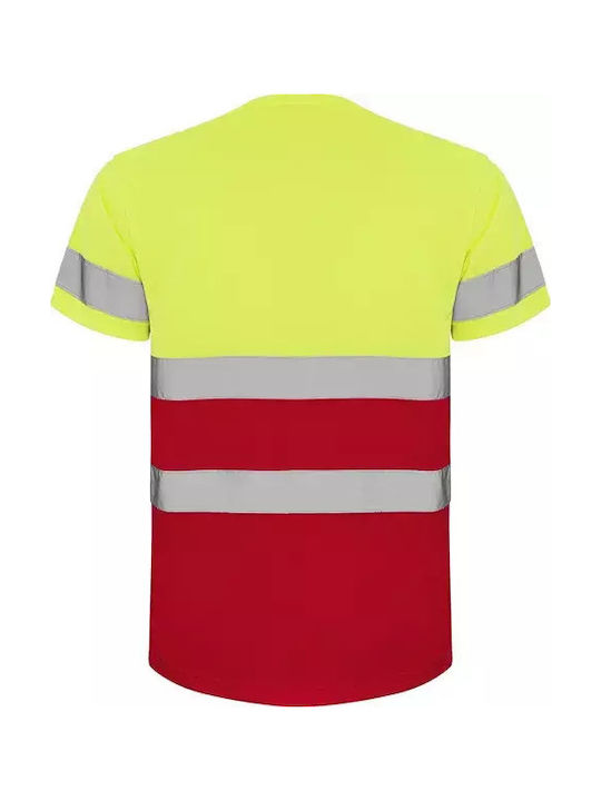 Roly Arbeitshemden und T-Shirts Unisex Kurzärmeliges Arbeitsshirt Delta Kode 9310 Rot Fluoryellow