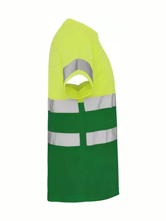 Roly Reflektierendes Kurzärmeliges Unisex Arbeitshemd Delta Kode 9310 Garten Grün Fluor Gelb