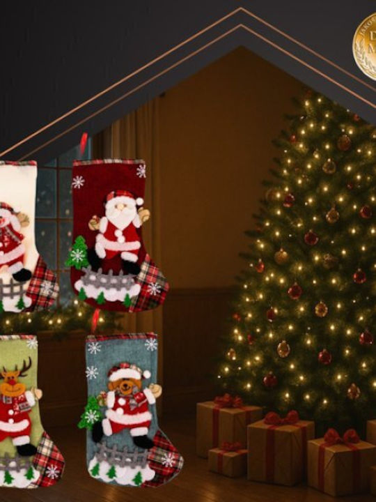 Christmas Decorative Polyester Multicolour Socks with Santa Claus / Reindeer / Tree L31xW19cm 4pcs