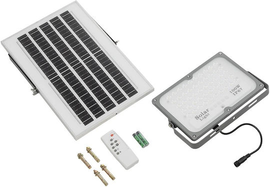 GloboStar Waterproof Solar LED Floodlight 100W Cold White 6000K with Remote Control IP65