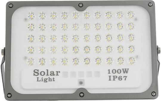 GloboStar Waterproof Solar LED Floodlight 100W Cold White 6000K with Remote Control IP65