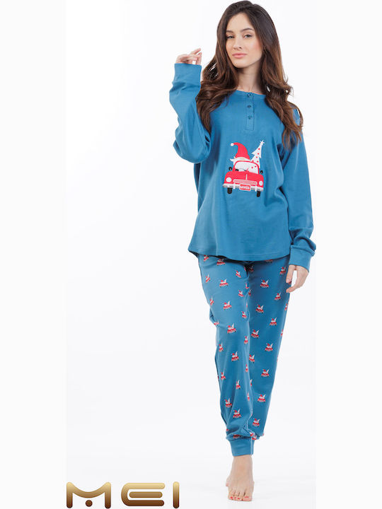 MEI Set Pijamale pentru Femei Petrol Blue