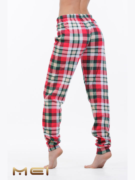 MEI Pantaloni Pijamale pentru Femei Red/green/beige