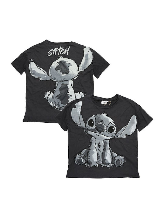 Disney Lilo & Stitch Βαμβακερό Γυναικείο Κοντομάνικο Μπλουζάκι Hy35000 Μαύρο