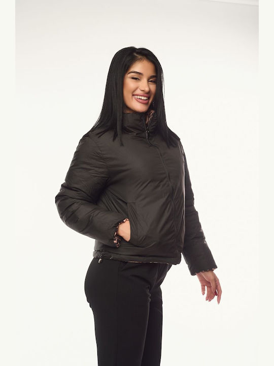 Women's Short Jean Jacket for Winter Black