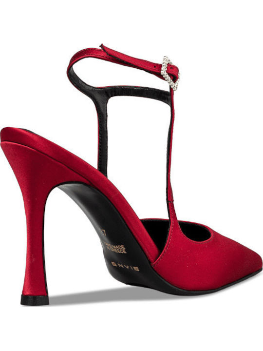 Stiletto Red High Heels with Strap