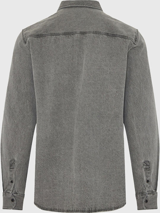 Long-sleeved Denim Shirt Gray