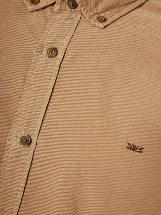 Long-sleeved Corduroy Shirt Beige