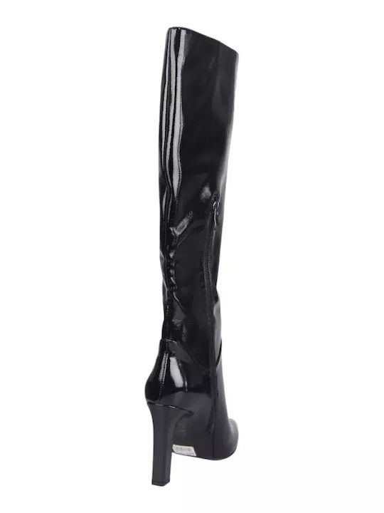 Patent Leather High Heel Women's Boots Black