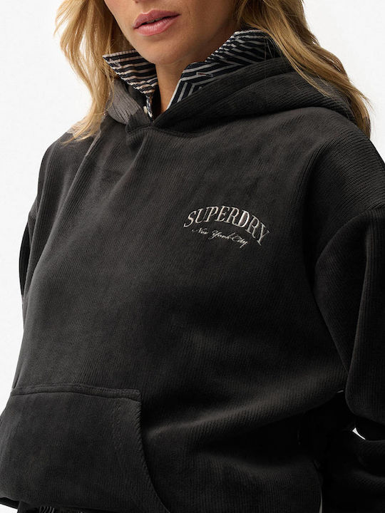 Country Club Women's Sweatshirt Velvet Hooded Black