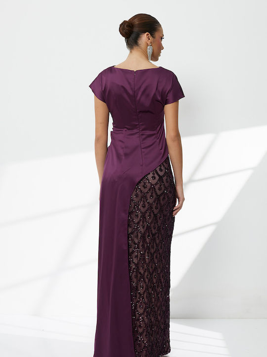 Set with Satin Maxi Skirt Purple