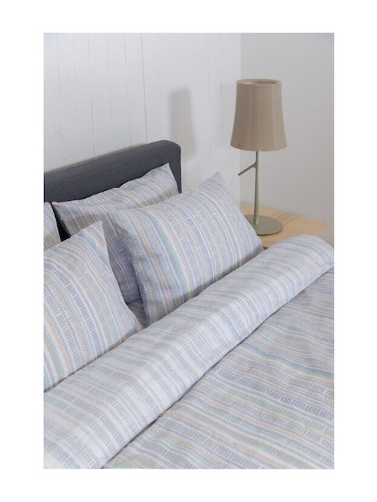 Naf Naf Set Bettbezug 165x245cm Einzel mit Kissenbezug Summit Denali Blau