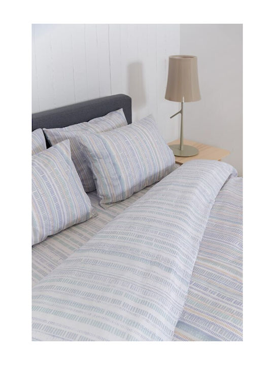 Naf Naf Set Bettbezug 165x245cm Einzel mit Kissenbezug Summit Denali Blau