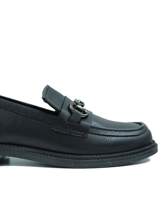 Leder Damen Mokassins in Schwarz Farbe
