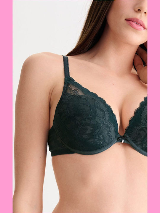 Evelyn Triangle Push Up Triangle Bra Underwire Green