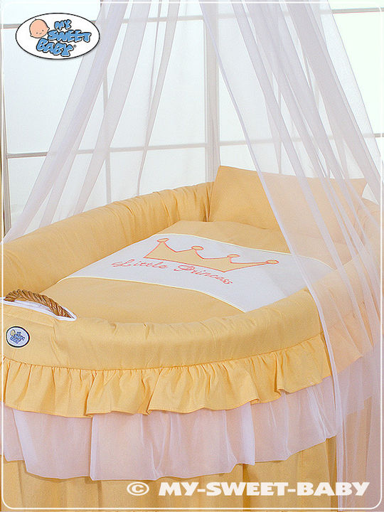 My Sweet Baby Wooden Moses Basket with Stand & Canopy Orange