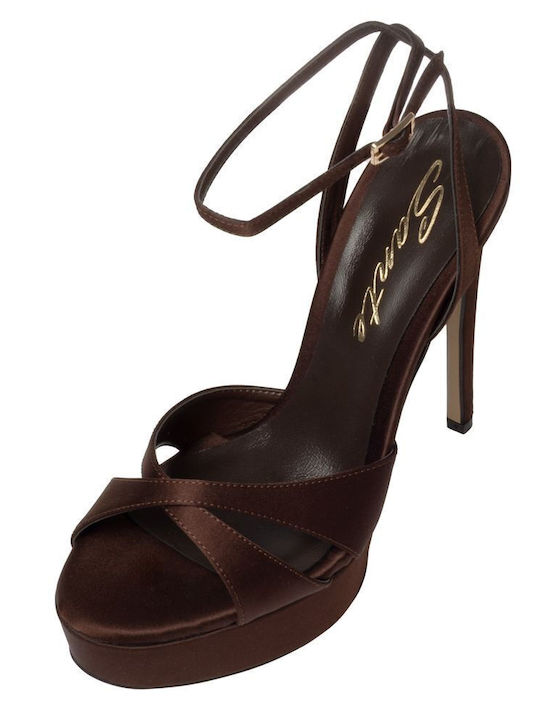 Stoff Sandalen Braun
