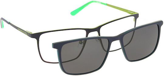 Solano Cl 10163e Men's Eyeglass Frame Polarized Clip-on Metal Black 57 Mm