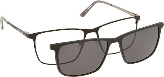 Solano Cl 10163b Men's Eyeglass Frame Polarized Clip-on Metal Black 57 Mm
