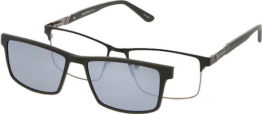 Solano Cl 10169a Men's Eyeglass Frame Polarized Clip-on Metal Black 55 Mm