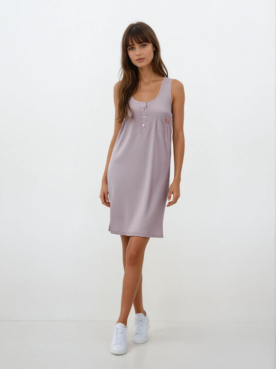 Pink Label Καλοκαιρινό Γυναικείο Νυχτικό Μωβ Pink Label Καλοκαιρινό Γυναικείο Νυχτικό Μωβ