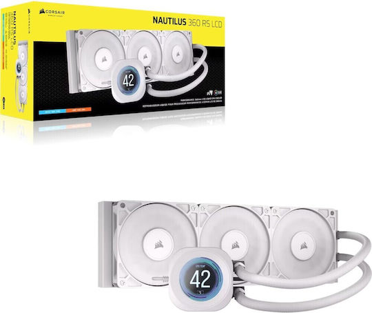 Corsair NAUTILUS 360 RS LCD Water Cooling System AIO CPU With 3 Fans 120mm White