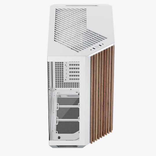 V1 Midi Tower Computer Case Wood White