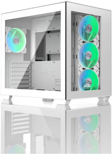 Raijintek Paean C7 TG4 Gaming Midi-Turm Computergehäuse mit Seitenfenster und RGB-Beleuchtung Weiß